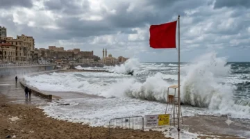 محافظة الإسكندرية ترفع الرايات الحمراء على الشواطئ وتمنع المواطنين من نزول البحر